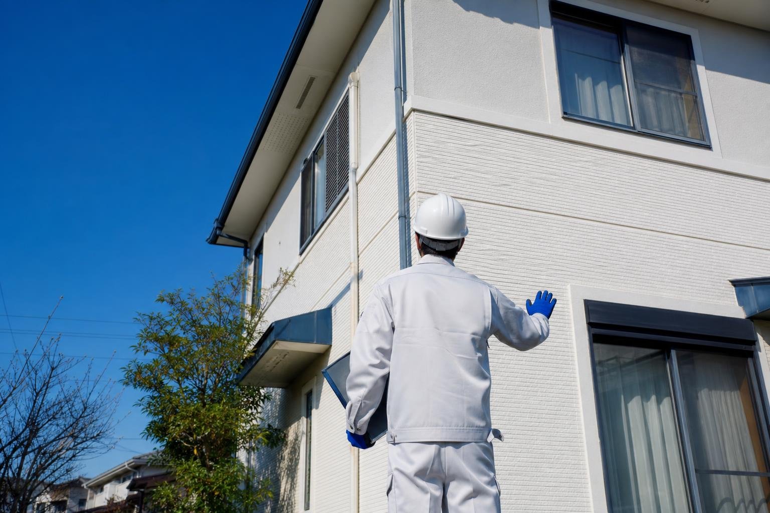 戸建て住宅の外壁を点検するイメージ